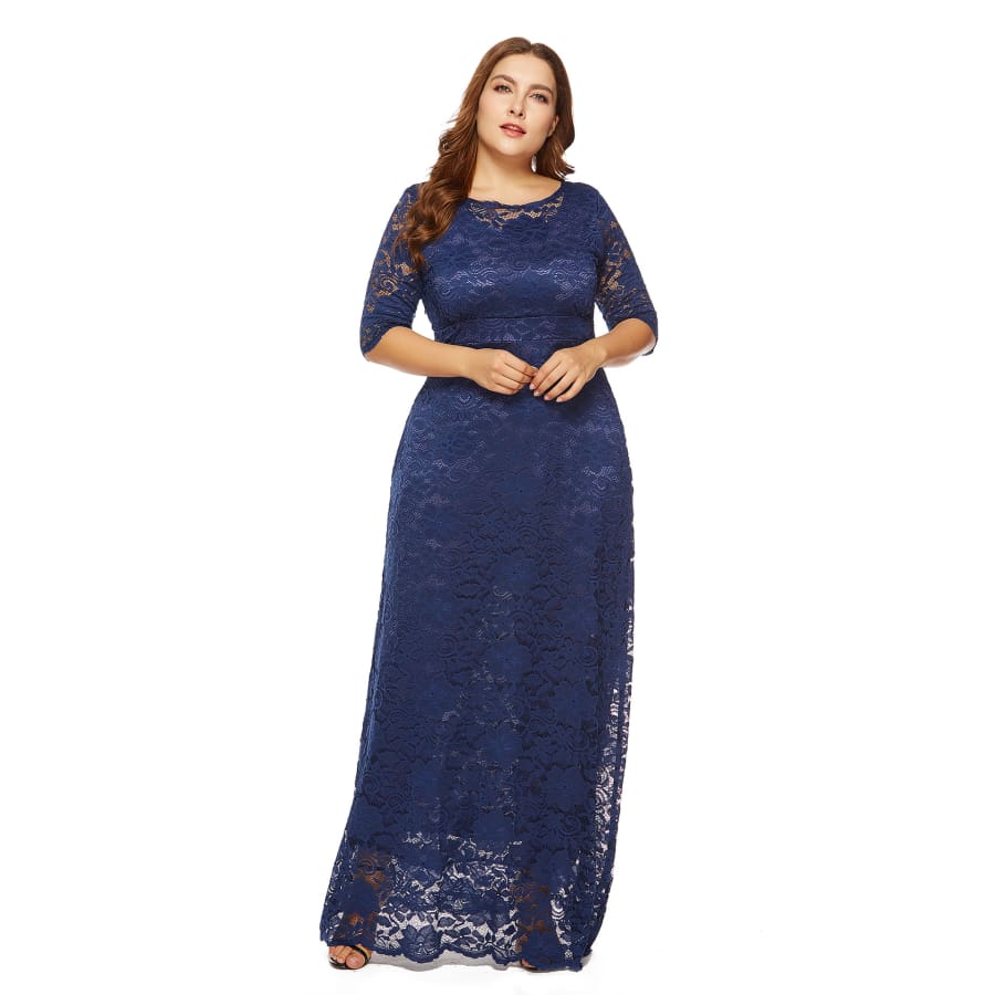 Women’s Lace Gown Dark blue / 0XL (US 12) Maxi Dresses