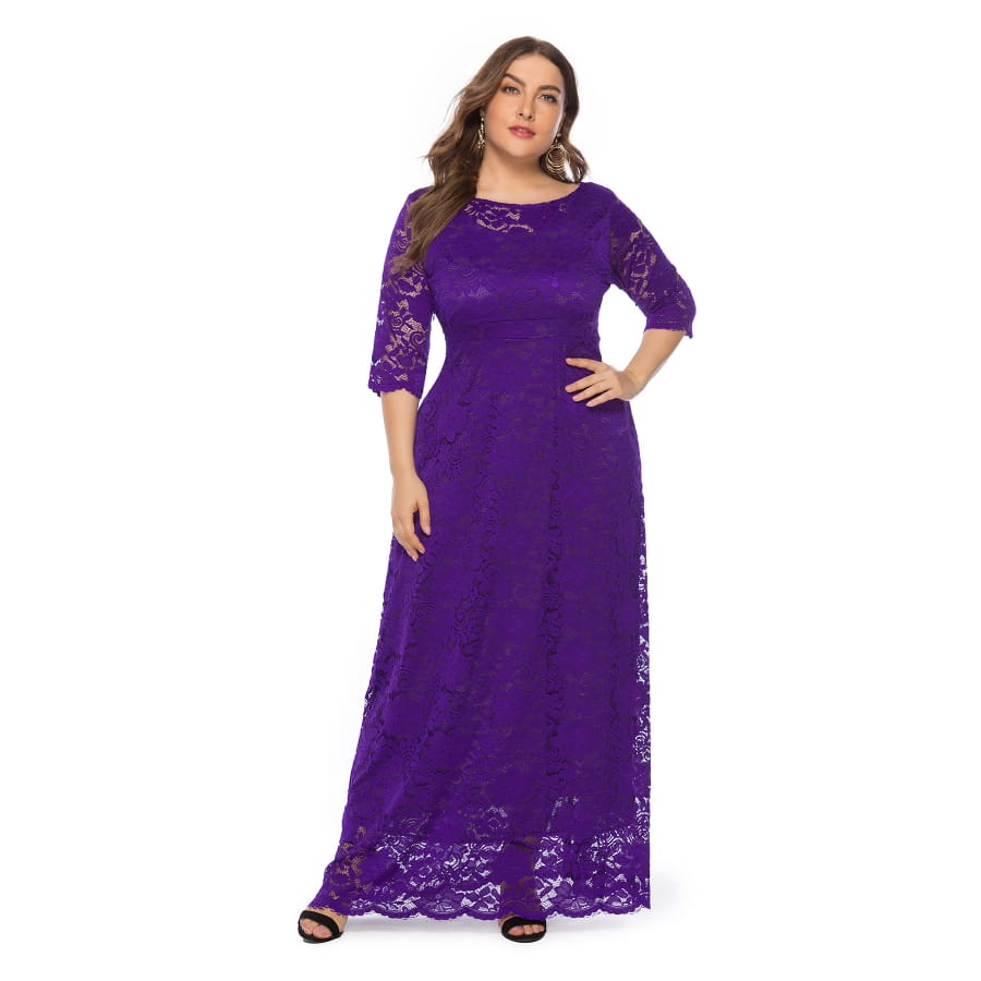 Women’s Lace Gown Dark purple / 0XL (US 12) Maxi Dresses