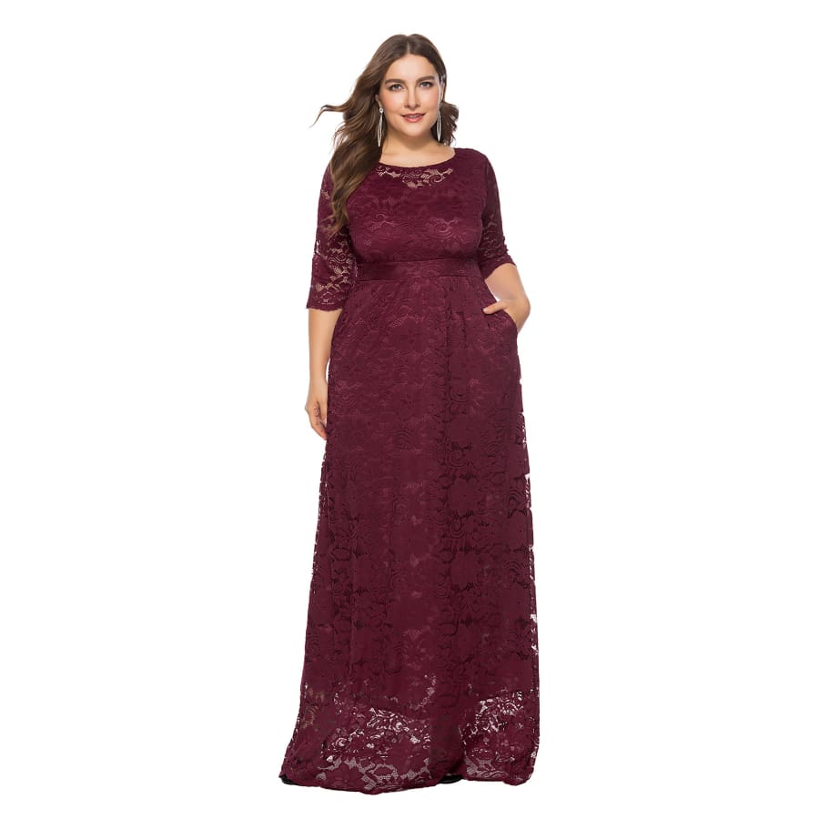 Women’s Lace Gown Deep red / 0XL (US 12) Maxi Dresses