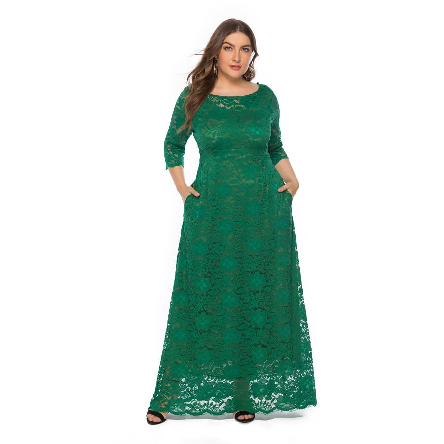 Women’s Lace Gown Green / 0XL (US 12) Maxi Dresses