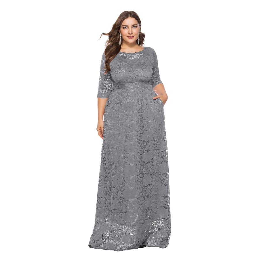 Women’s Lace Gown Grey / 0XL (US 12) Maxi Dresses