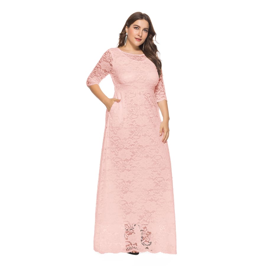 Women’s Lace Gown Pink / 0XL (US 12) Maxi Dresses