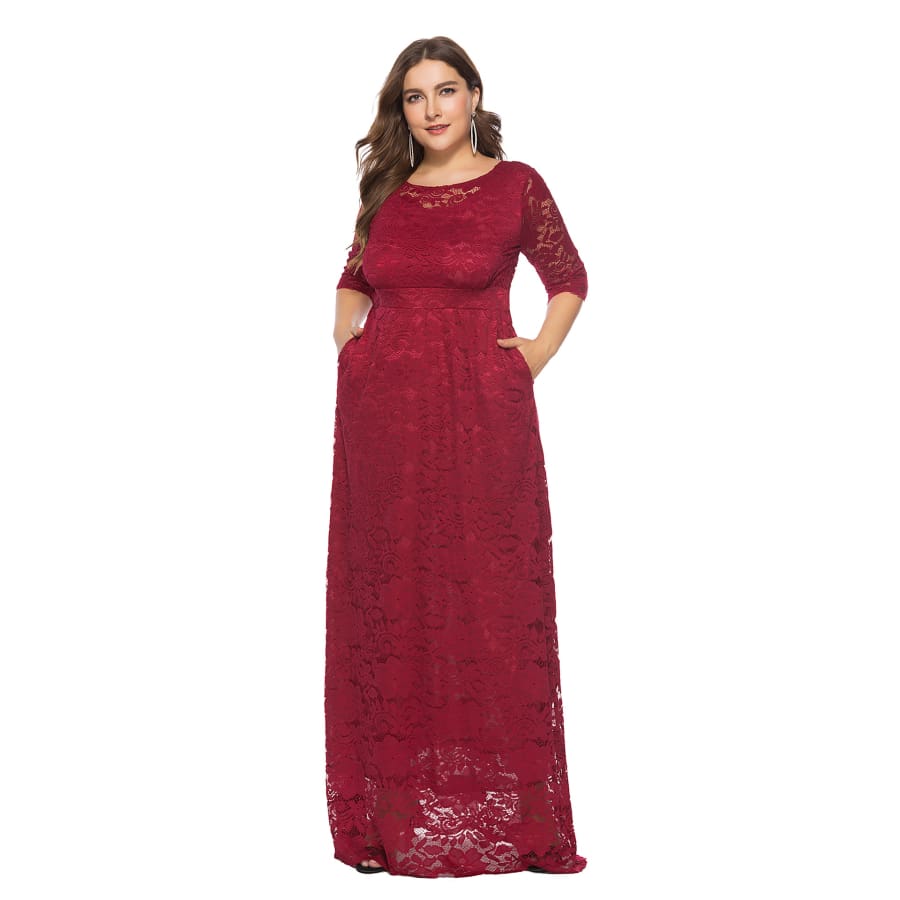 Women’s Lace Gown Red wine / 0XL (US 12) Maxi Dresses