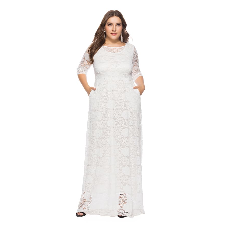 Women’s Lace Gown White / 0XL (US 12) Maxi Dresses