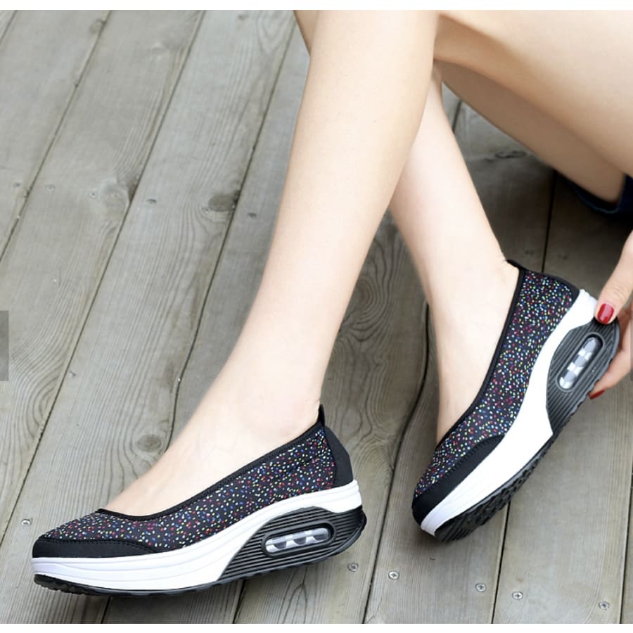 NEW! Women’s Platform Slip On Fabric Fashion Shoes Black / 35 Shoes