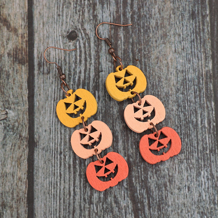 Wooden Contrast Pumpkin Earrings Tangerine / One Size Apparel and Accessories