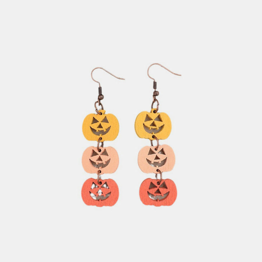 Wooden Contrast Pumpkin Earrings Tangerine / One Size Apparel and Accessories