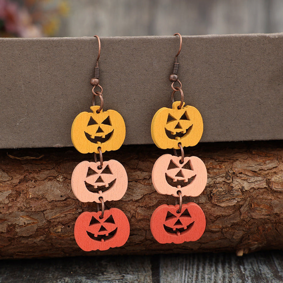 Wooden Contrast Pumpkin Earrings Tangerine / One Size Apparel and Accessories