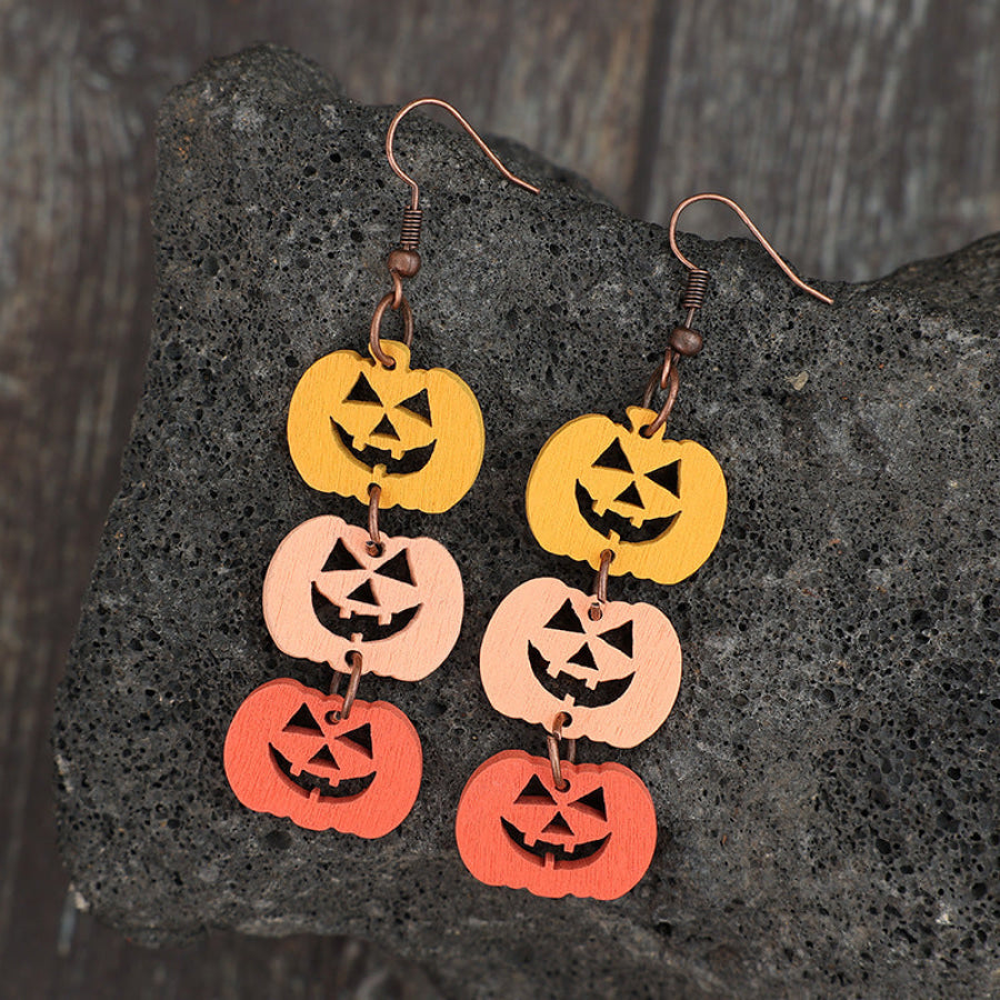 Wooden Contrast Pumpkin Earrings Tangerine / One Size Apparel and Accessories
