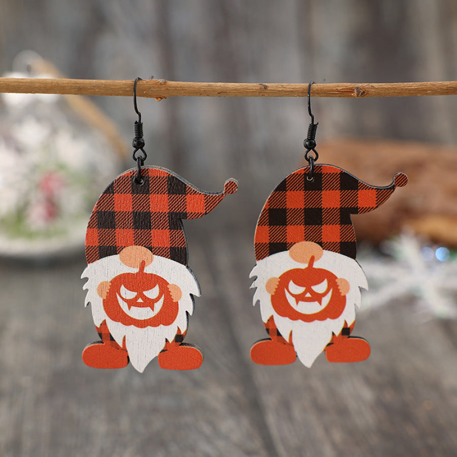 Wooden Dwarfs Pumpkin Dangle Earrings Orange / One Size Apparel and Accessories