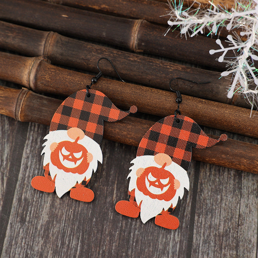 Wooden Dwarfs Pumpkin Dangle Earrings Orange / One Size Apparel and Accessories