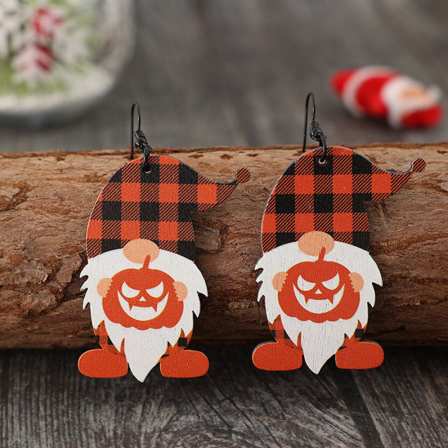 Wooden Dwarfs Pumpkin Dangle Earrings Orange / One Size Apparel and Accessories