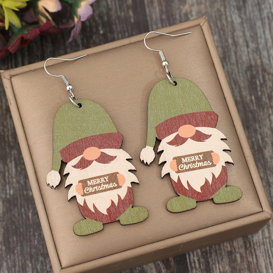 Wooden Gnome Dangle Earrings Matcha Green / One Size Apparel and Accessories