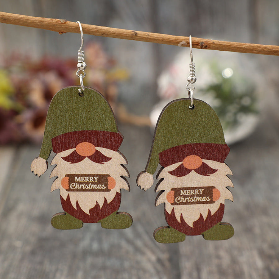 Wooden Gnome Dangle Earrings Matcha Green / One Size Apparel and Accessories