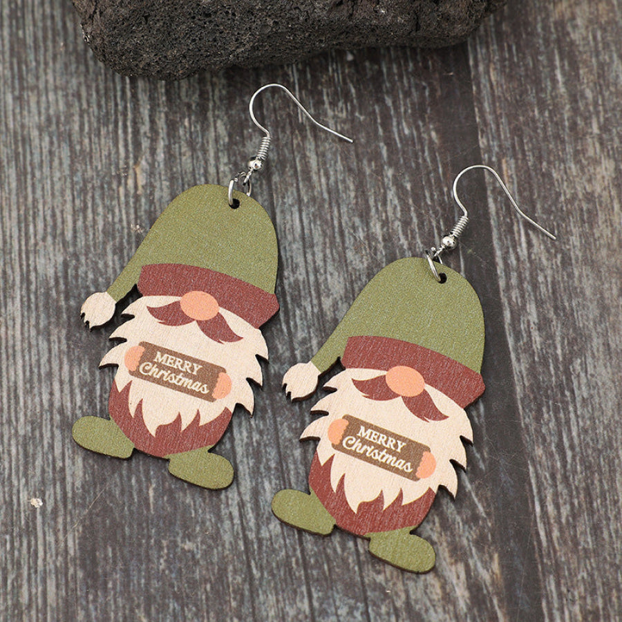 Wooden Gnome Dangle Earrings Matcha Green / One Size Apparel and Accessories