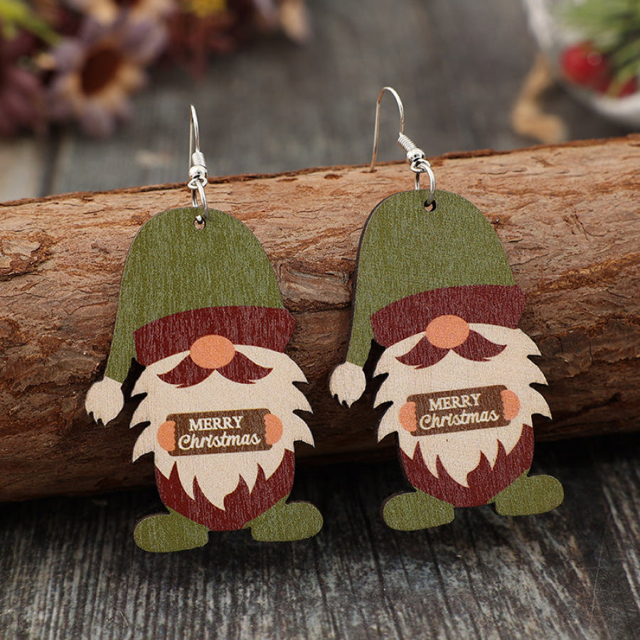 Wooden Gnome Dangle Earrings Matcha Green / One Size Apparel and Accessories