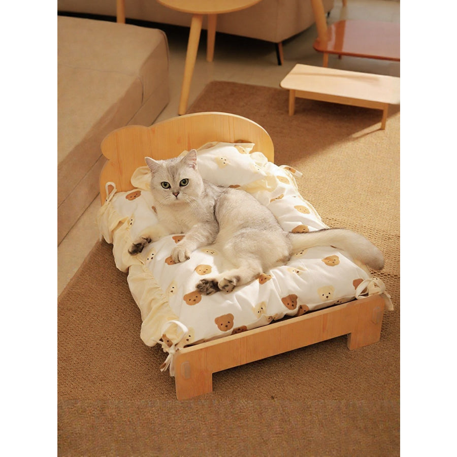 Wooden Pet Bed Bear Bed Full Set Style / S Apparel and Accessories