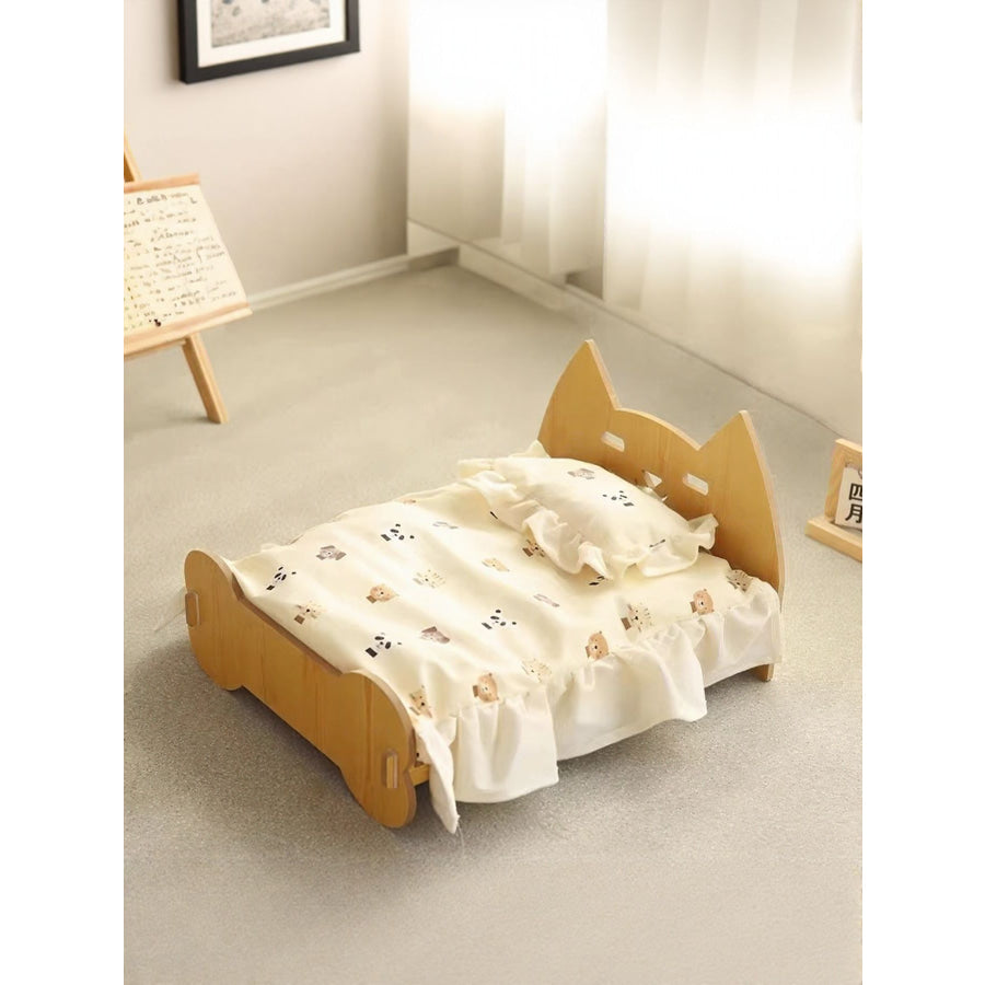 Wooden Pet Bed Dog Bed Full Set Style / S Apparel and Accessories
