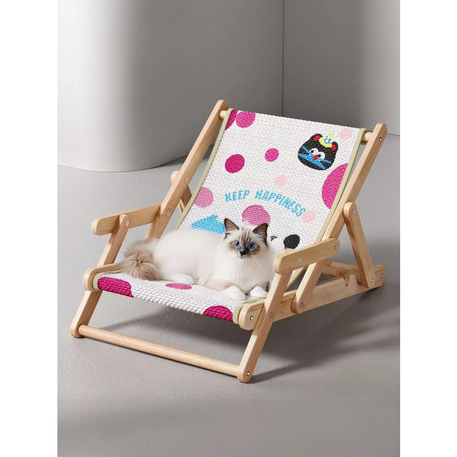 Wooden Pet Chair Polka Dot Black Cat Pattern / One Size Apparel and Accessories
