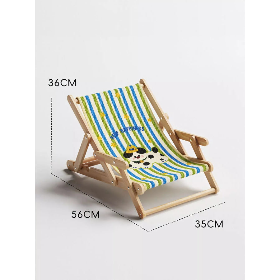 Wooden Pet Chair Striped Puppy Pattern / One Size Apparel and Accessories