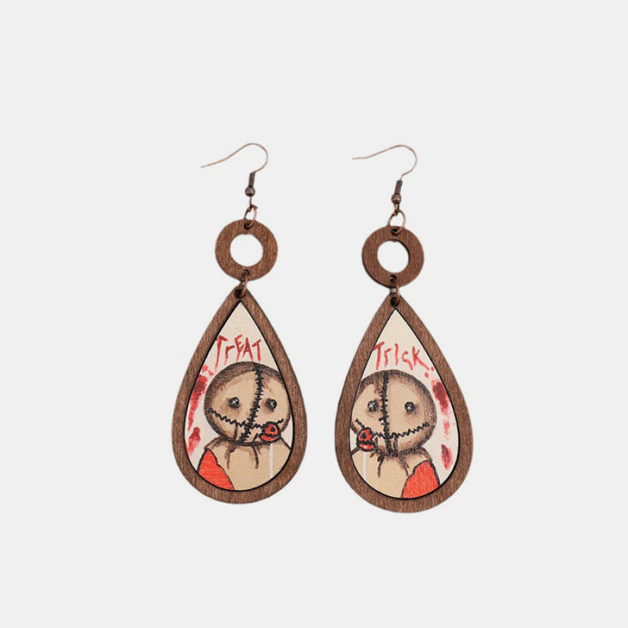 Wooden Teardrop Shape Earrings Taupe / One Size Apparel and Accessories