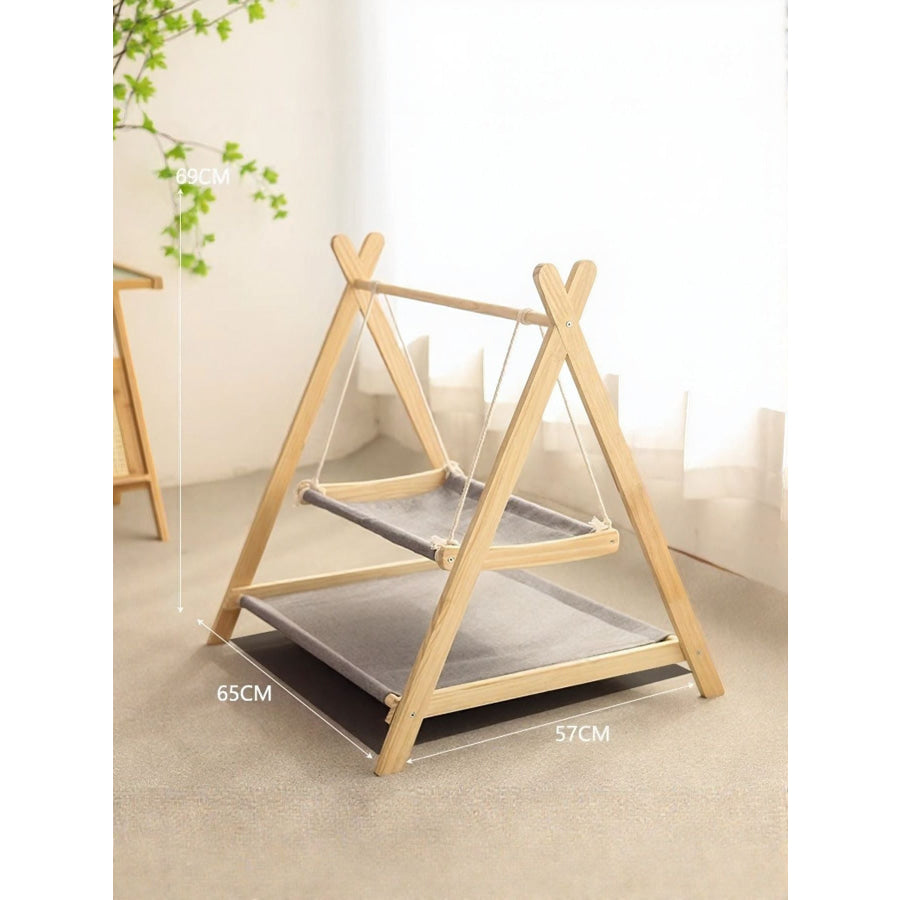 Wooden Triangle Cat Hammock Gray / One Size Apparel and Accessories