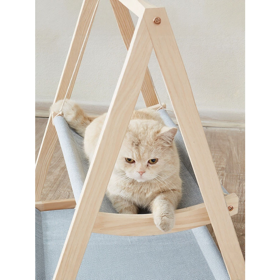 Wooden Triangle Cat Hammock Light Gray / One Size Apparel and Accessories