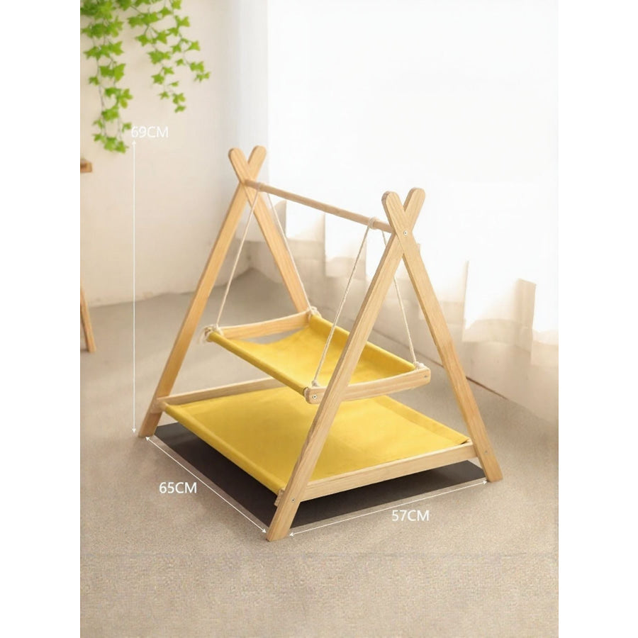 Wooden Triangle Cat Hammock Yellow / One Size Apparel and Accessories