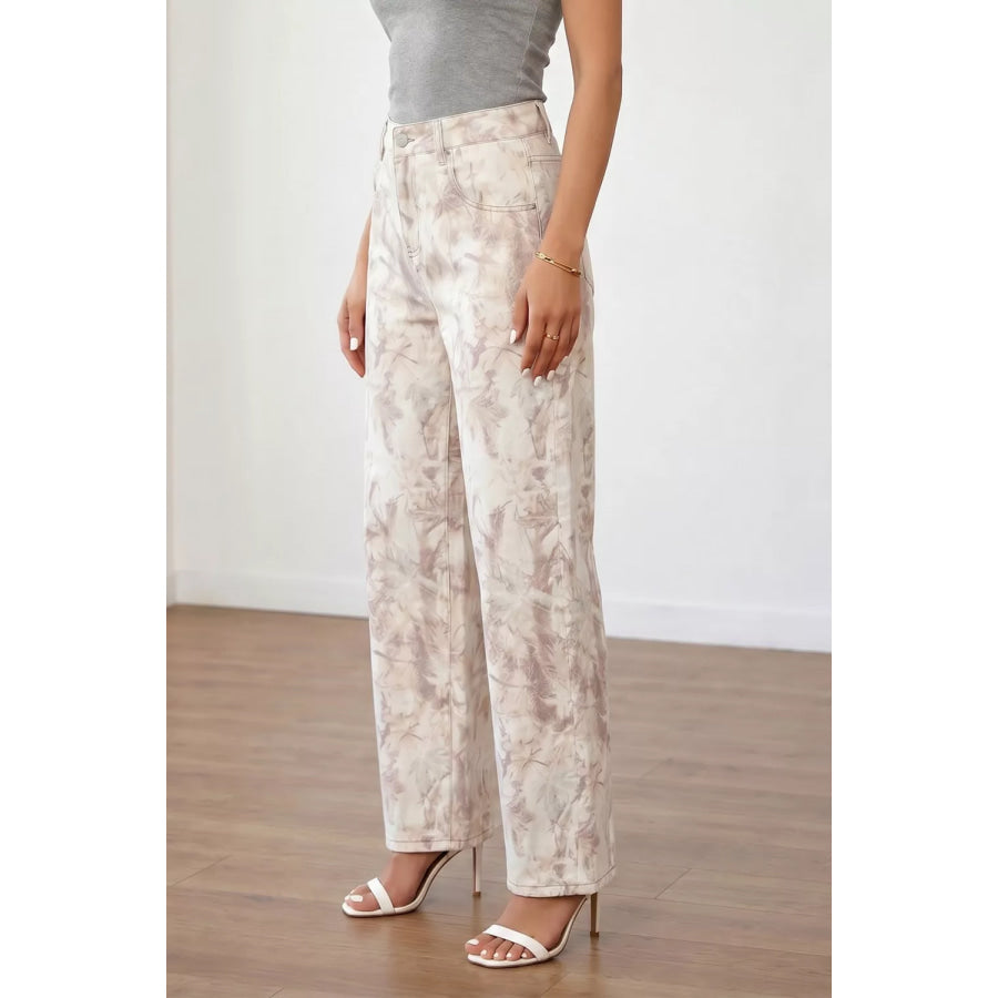 Woodland Camo Tummy Control Denim Wide Leg Jeans Apparel and Accessories