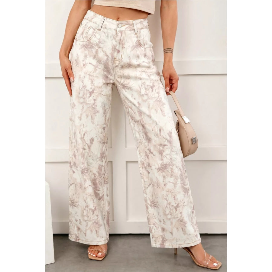 Woodland Camo Tummy Control Denim Wide Leg Jeans Apparel and Accessories