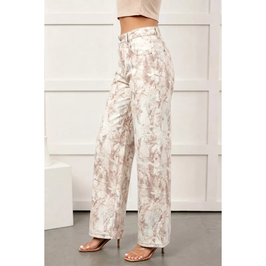 Woodland Camo Tummy Control Denim Wide Leg Jeans Apparel and Accessories