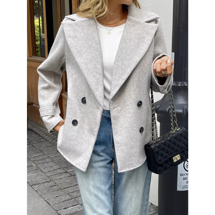 Wool Blend Double-Breasted Jacket Apricot / S Apparel and Accessories