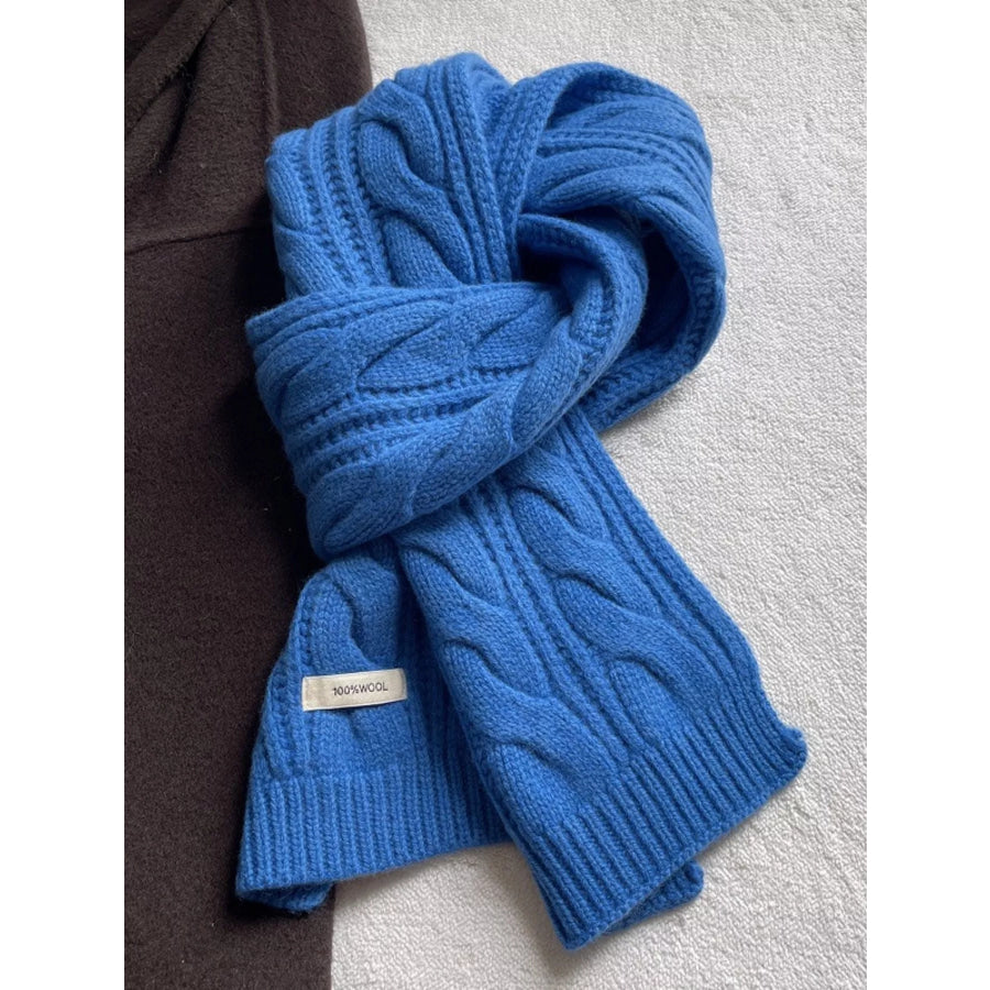 Wool Cable Knit Winter Scarf Blue / ONESIZE Apparel and Accessories