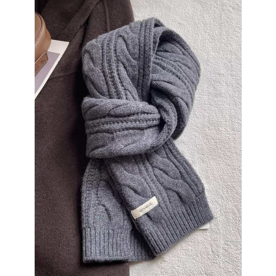 Wool Cable Knit Winter Scarf Gray / ONESIZE Apparel and Accessories