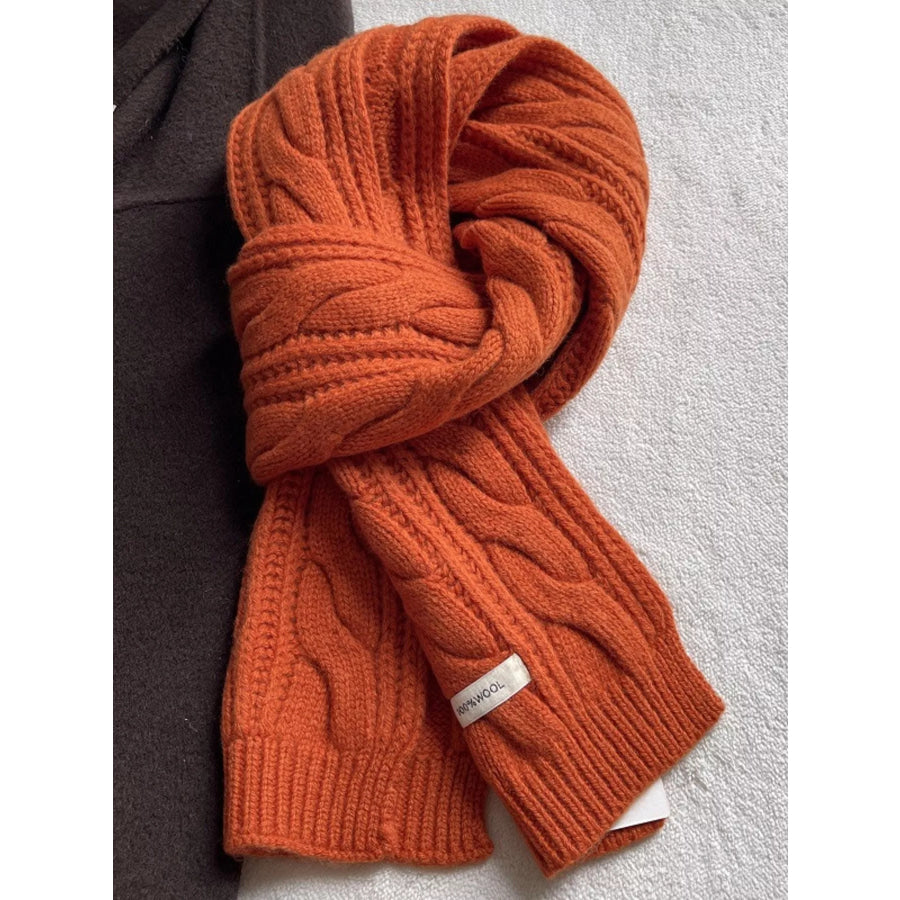 Wool Cable Knit Winter Scarf Orange / ONESIZE Apparel and Accessories