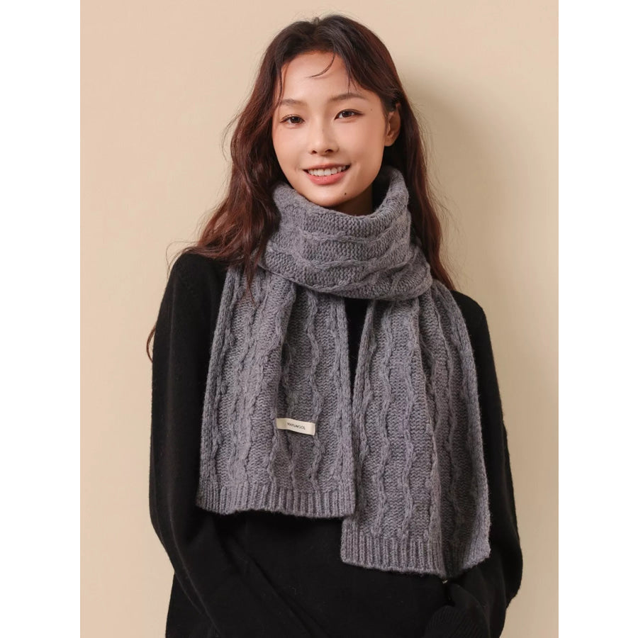Wool Cozy Cable Knit Scarf Gray / ONESIZE Apparel and Accessories