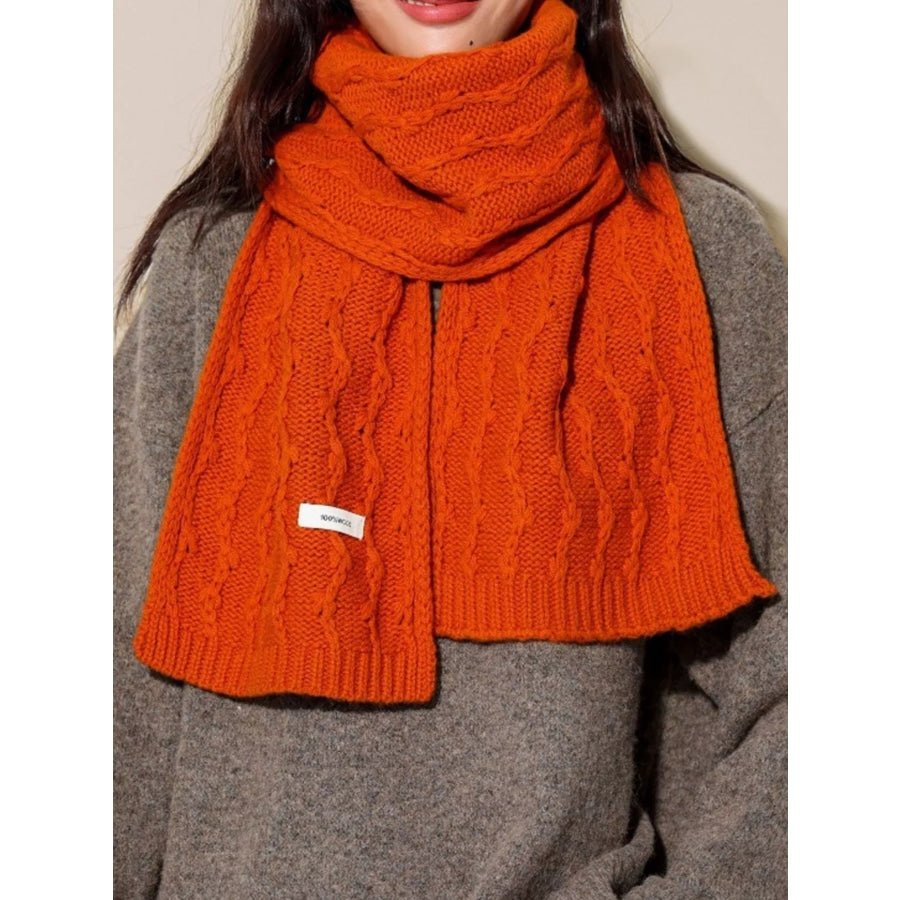 Wool Cozy Cable Knit Scarf Orange / ONESIZE Apparel and Accessories