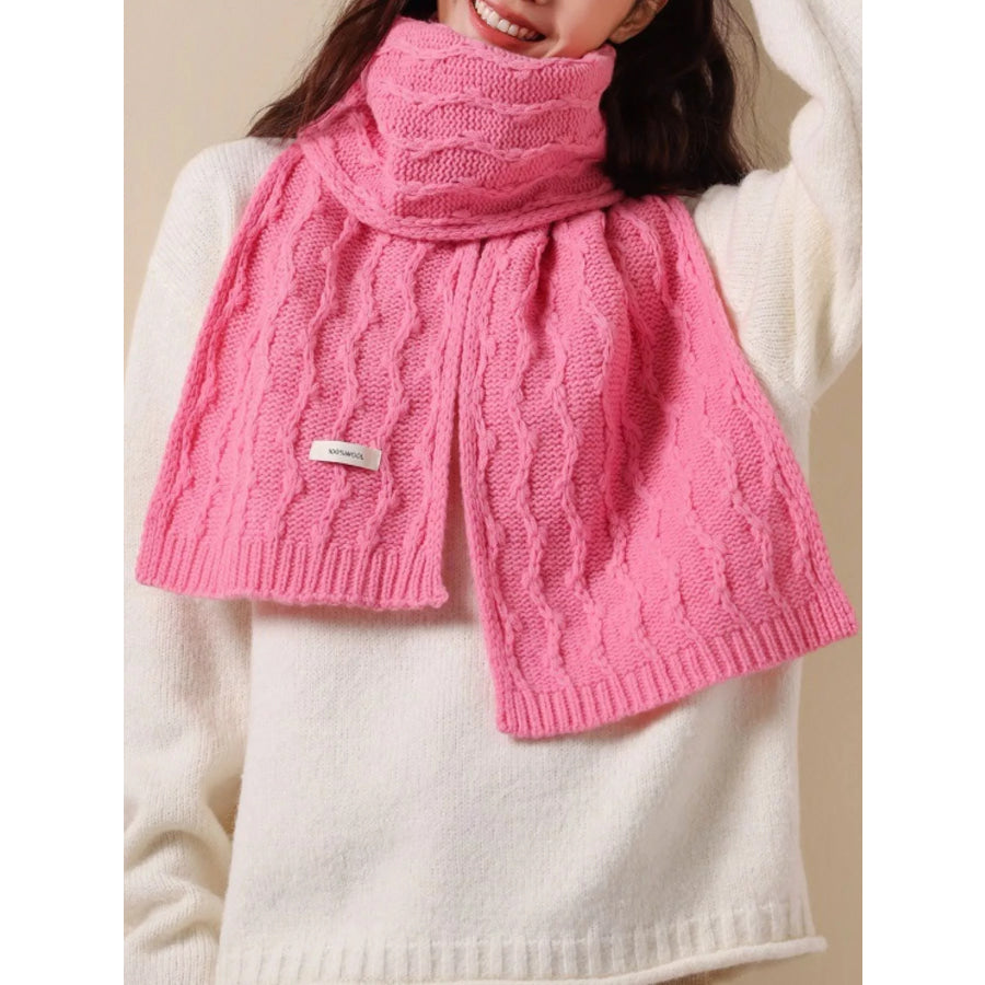 Wool Cozy Cable Knit Scarf Pink / ONESIZE Apparel and Accessories