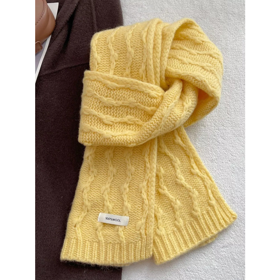 Wool Cozy Cable Knit Scarf Yellow / ONESIZE Apparel and Accessories