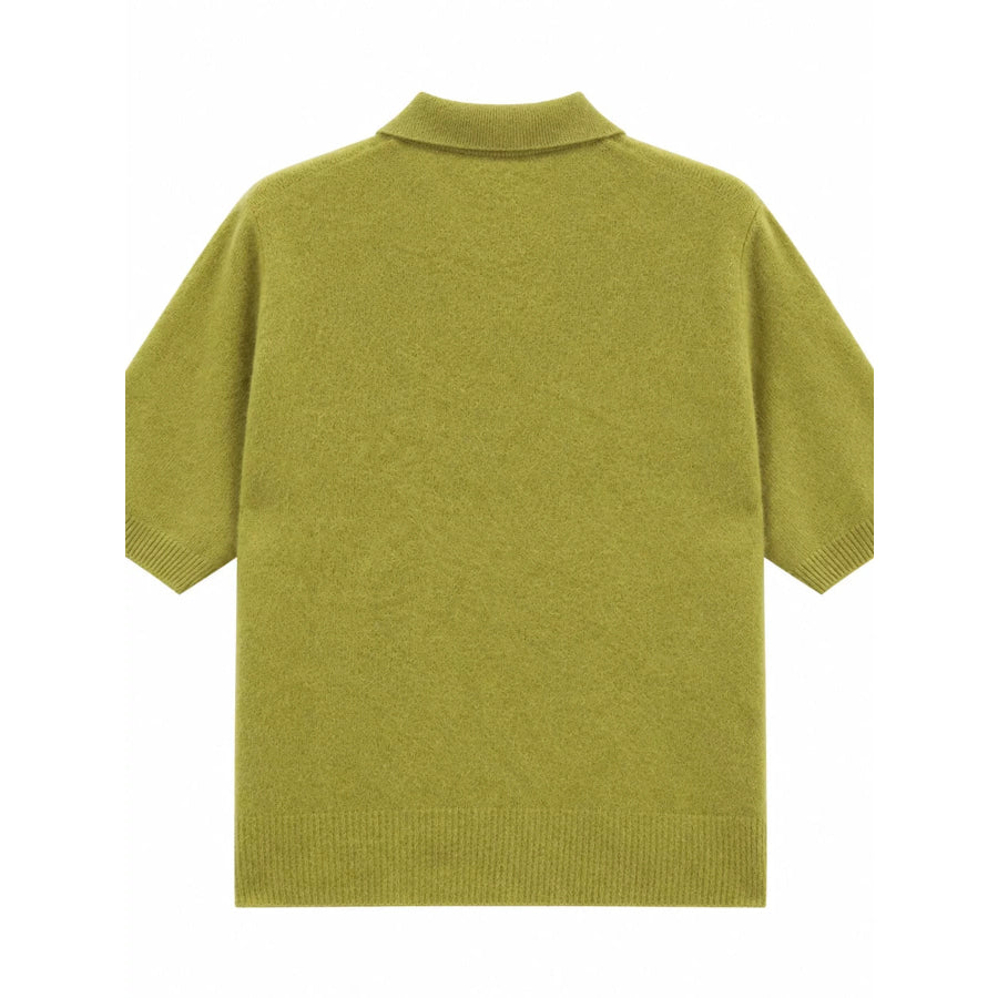 Wool Short-Sleeve knitted Polo Shirt Apparel and Accessories