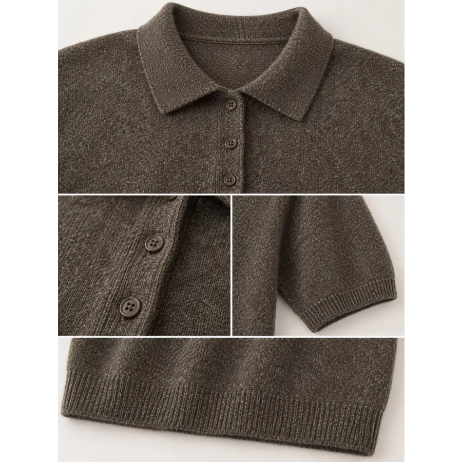 Wool Short-Sleeve knitted Polo Shirt Apparel and Accessories