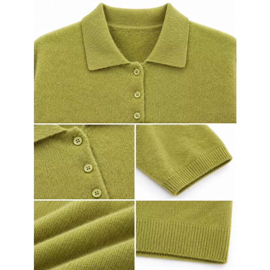 Wool Short-Sleeve knitted Polo Shirt Apparel and Accessories
