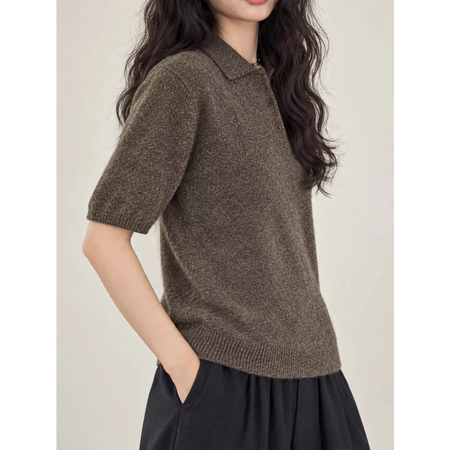 Wool Short-Sleeve knitted Polo Shirt Apparel and Accessories