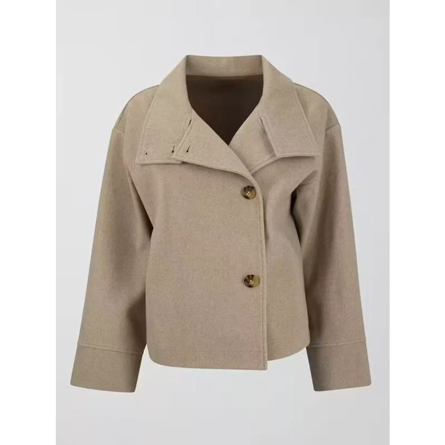 Woolen Long Sleeve Outerwear Beige / S Apparel and Accessories