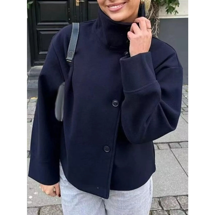 Woolen Long Sleeve Outerwear Dark Blue / S Apparel and Accessories