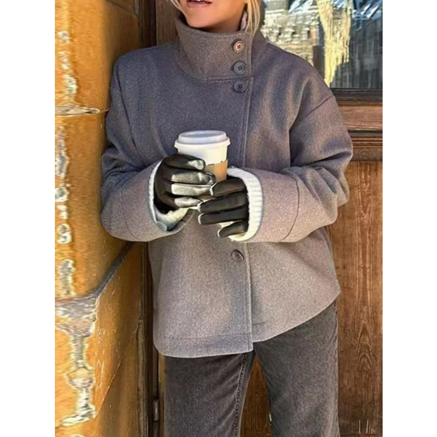 Woolen Long Sleeve Outerwear Gray / S Apparel and Accessories