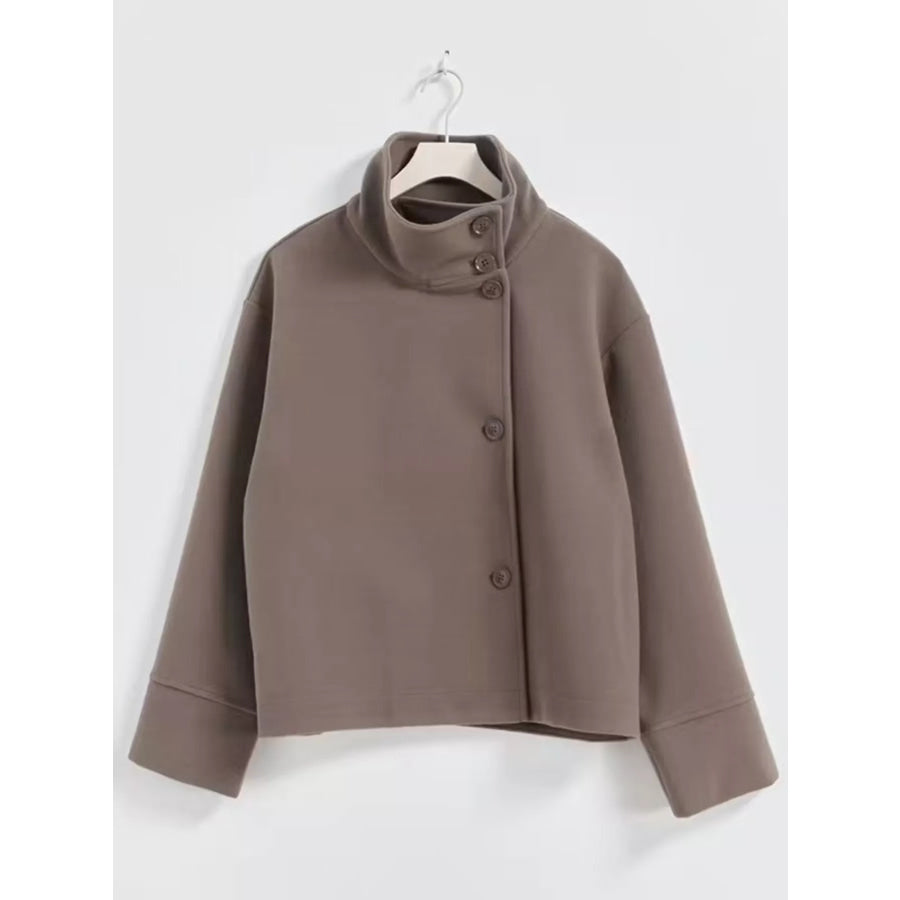 Woolen Long Sleeve Outerwear Khaki / S Apparel and Accessories