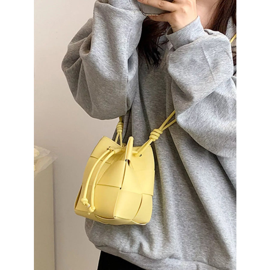 Woven Bucket Crossbody Bag Yellow / One Size Apparel and Accessories