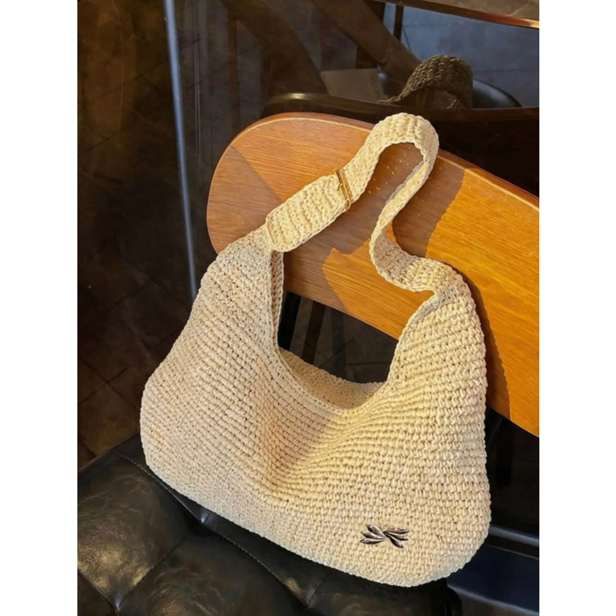 Woven Casual Beach Shoulder Bag Ivory / onesize Apparel and Accessories