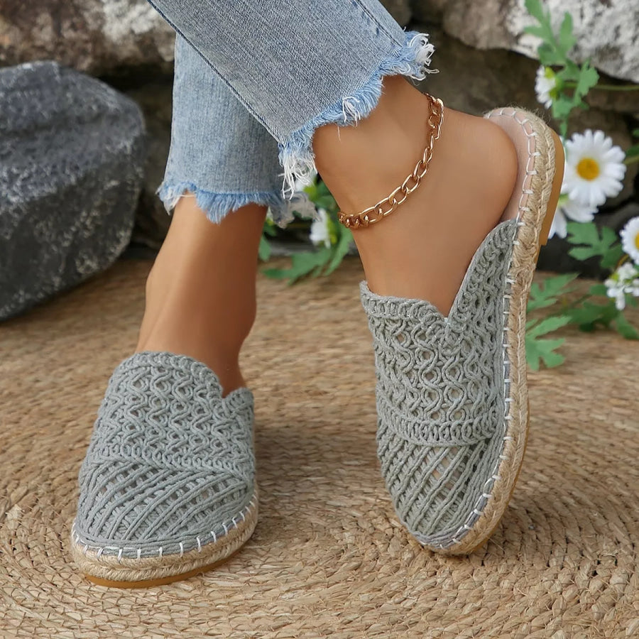 Woven Crochet Espadrille Sandals Blue / 36 Apparel and Accessories